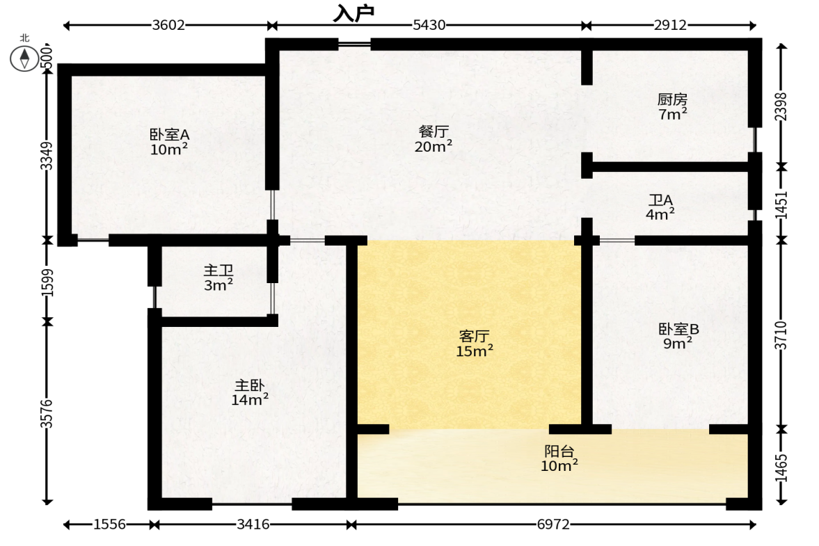 蓝光雍锦阁  3室2厅2卫   122.00万户型图