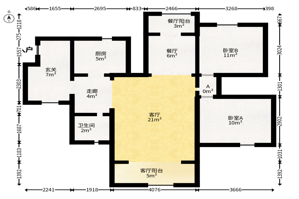 中信城市广场（中信新城一期）  1室1厅1卫   71.00万户型图