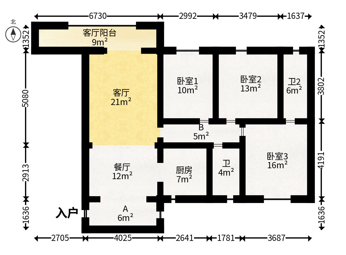 克拉美丽山庄（晟领国际）  4室2厅2卫   135.00万户型图