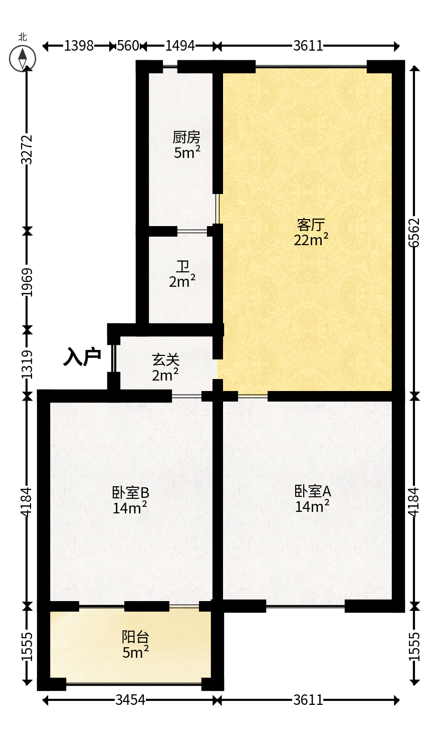 东风一村社区房（王家垅）  2室1厅1卫   43.80万户型图