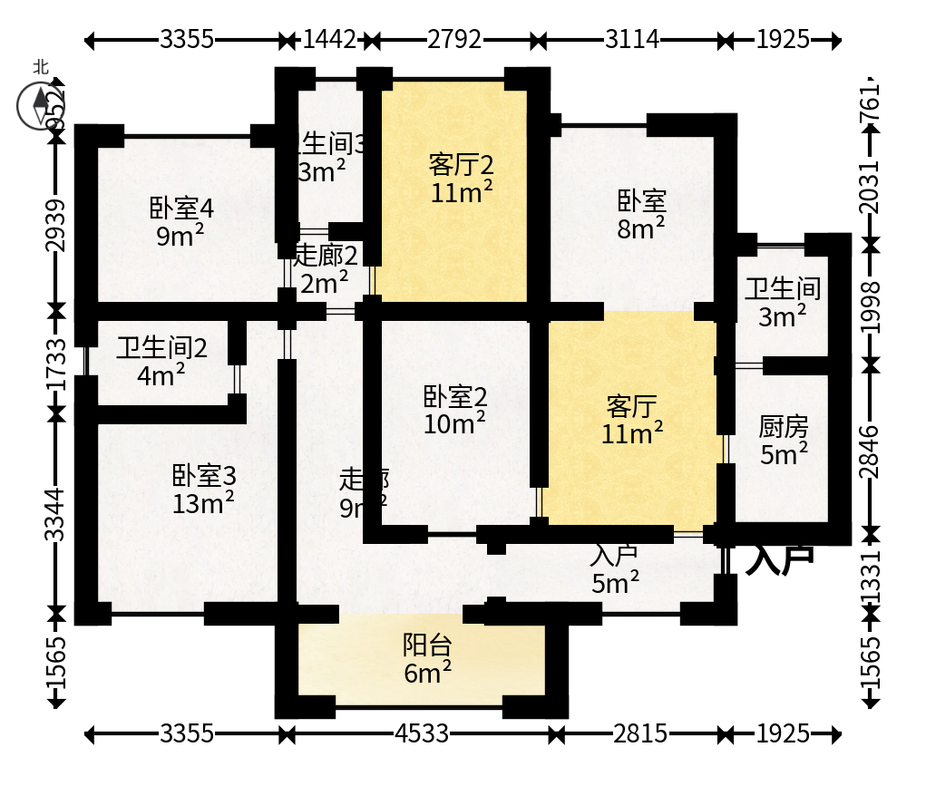 光明城市（星辰青年城）  4室2厅3卫   54.80万户型图
