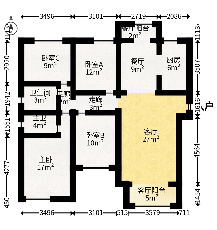 北辰中央公园DF区  4室2厅2卫   148.00万户型图