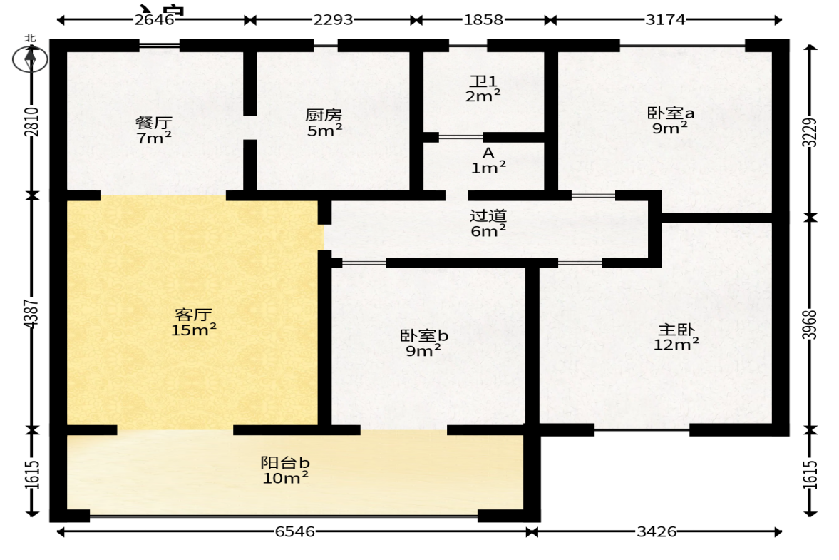 新城国际花都  3室2厅1卫   66.80万户型图