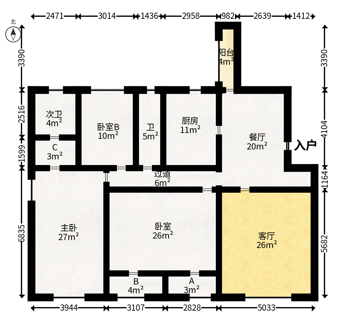 筑梦园  4室2厅2卫   106.80万户型图