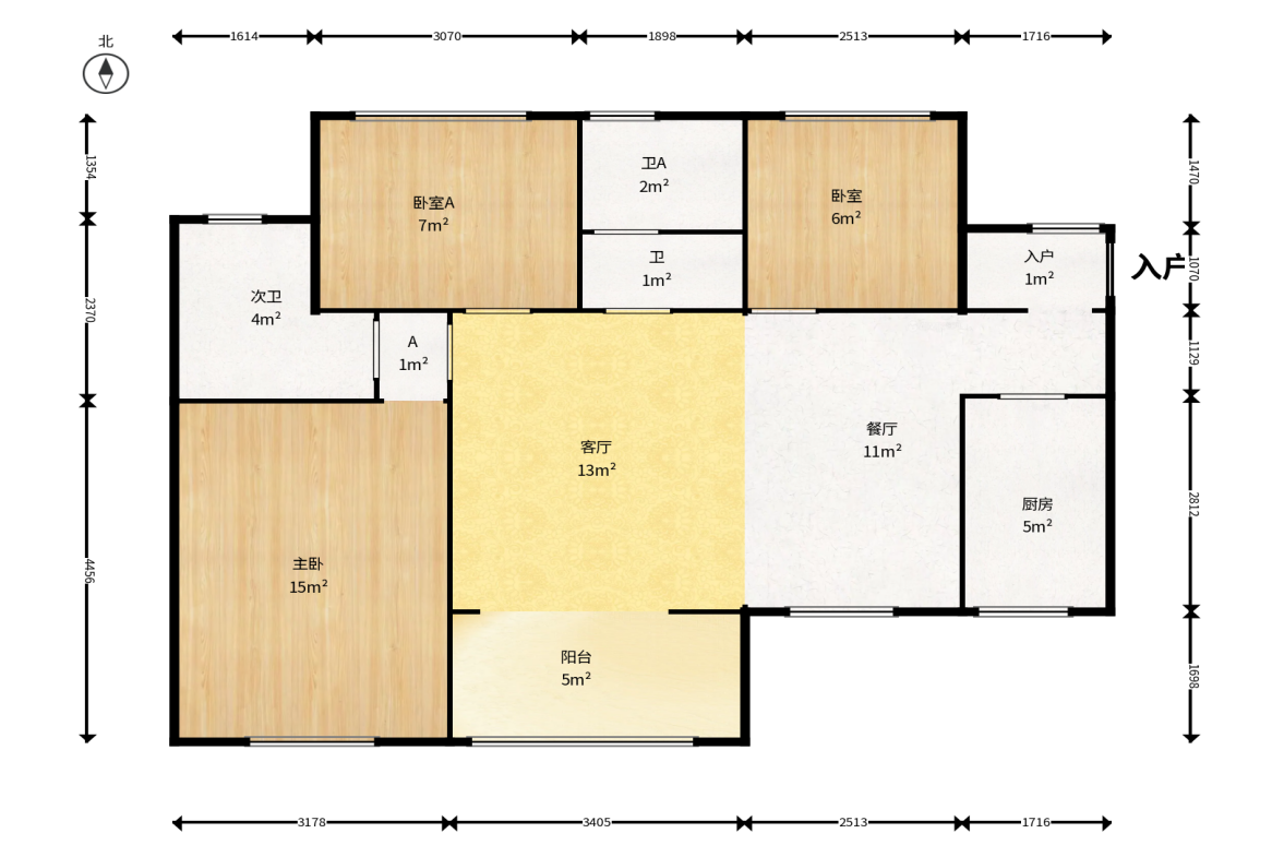星湖湾二期高层  3室2厅2卫    72.0万户型图