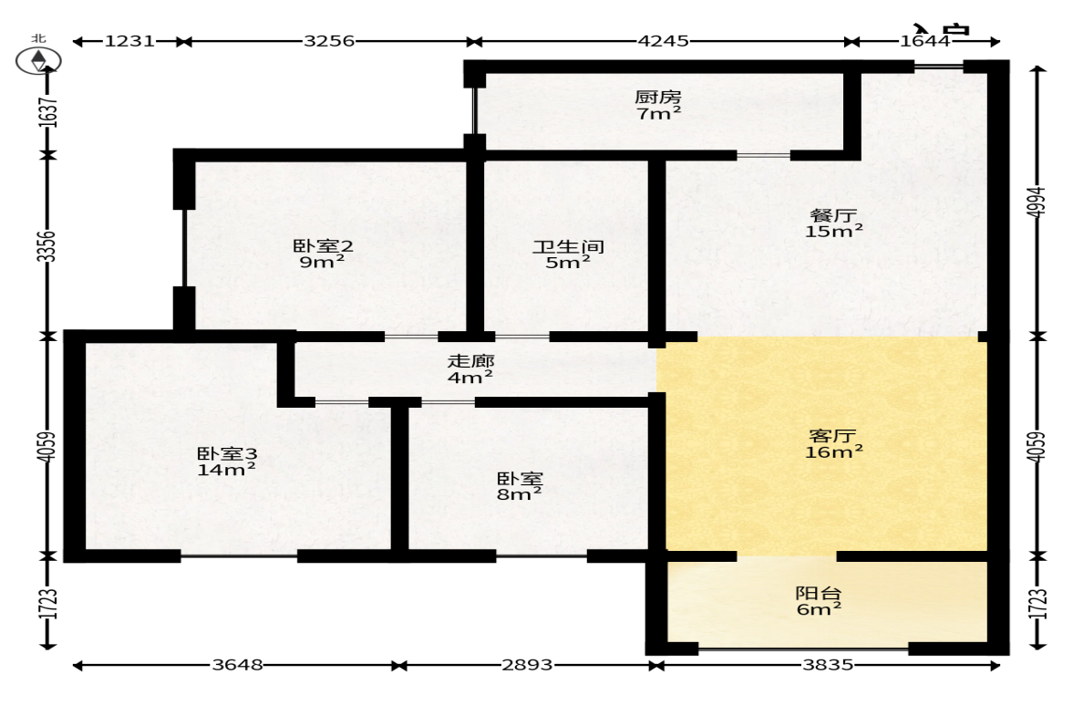 方略潇邦  3室2厅1卫   52.80万户型图
