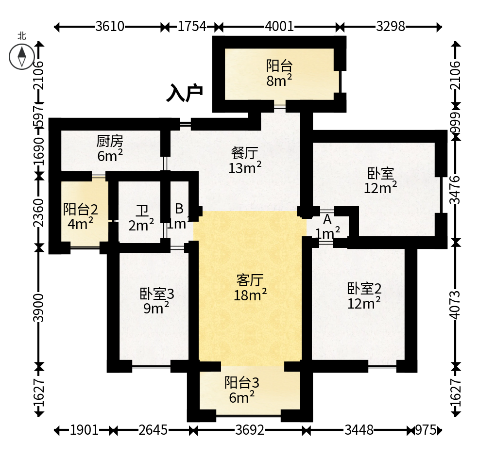 保利麓谷林语F区  3室2厅1卫   89.90万户型图