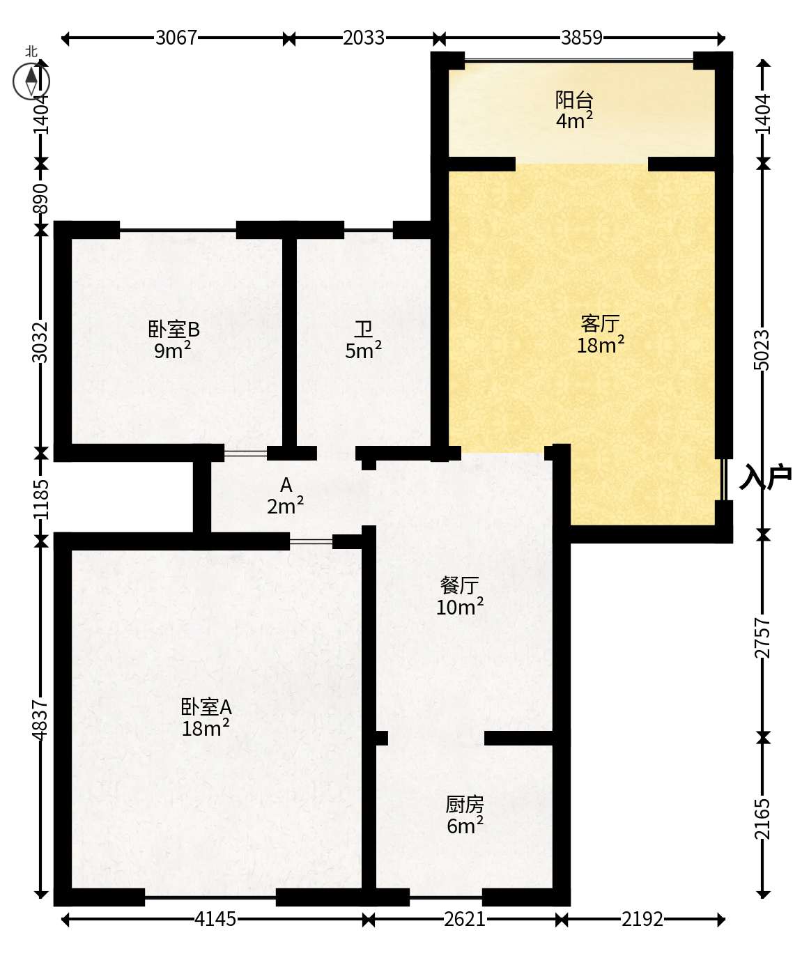 月湖兰庭  2室2厅1卫   61.00万户型图