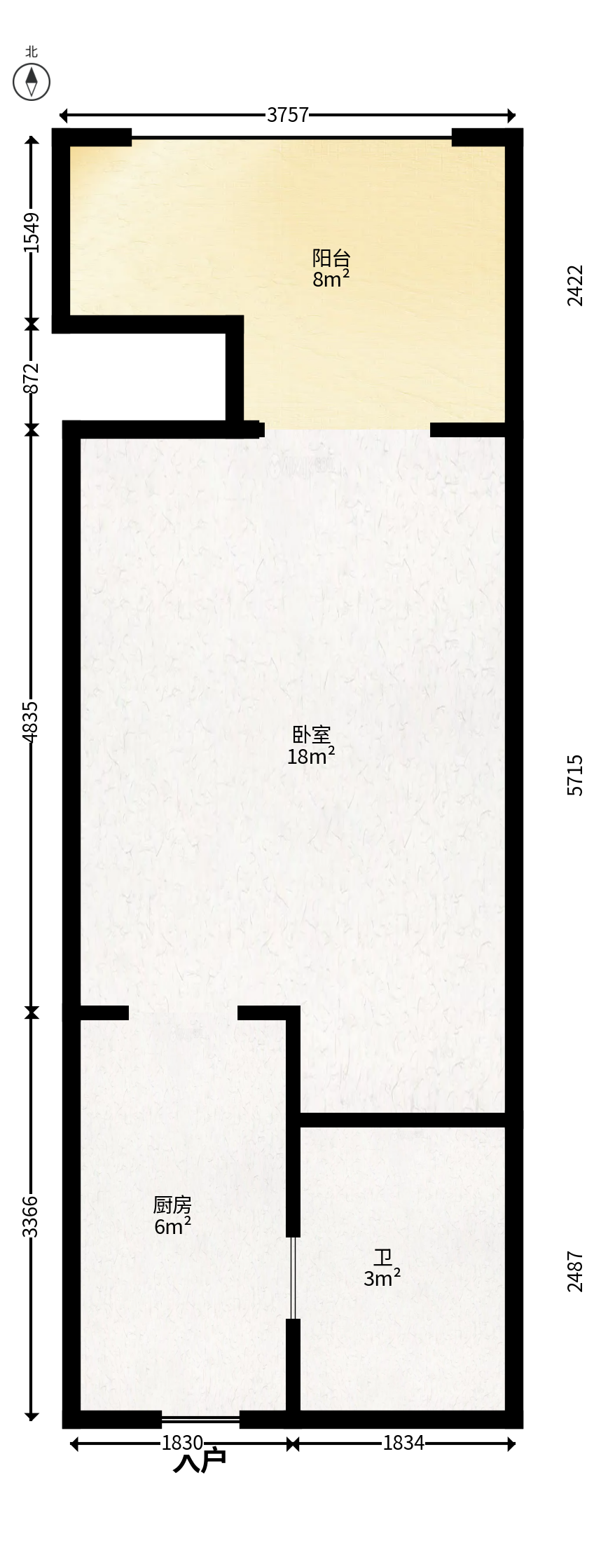 东怡外国（南湖一号)  1室1厅1卫   43.00万户型图
