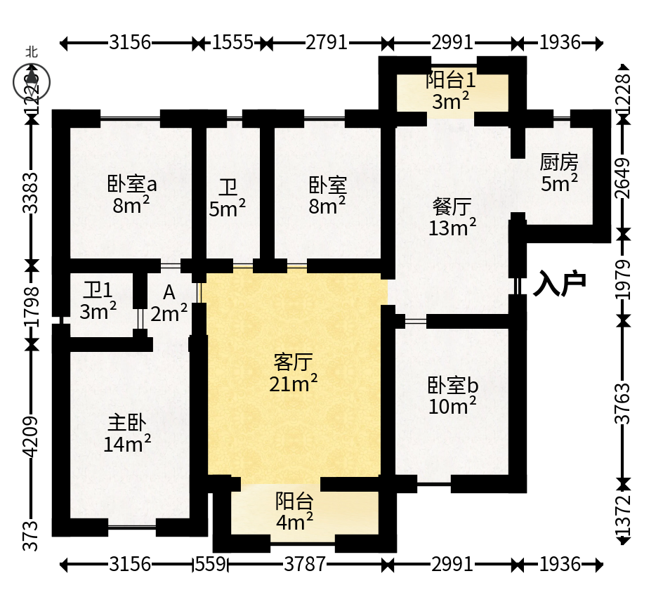 荣盛花语城  4室2厅2卫   92.00万户型图