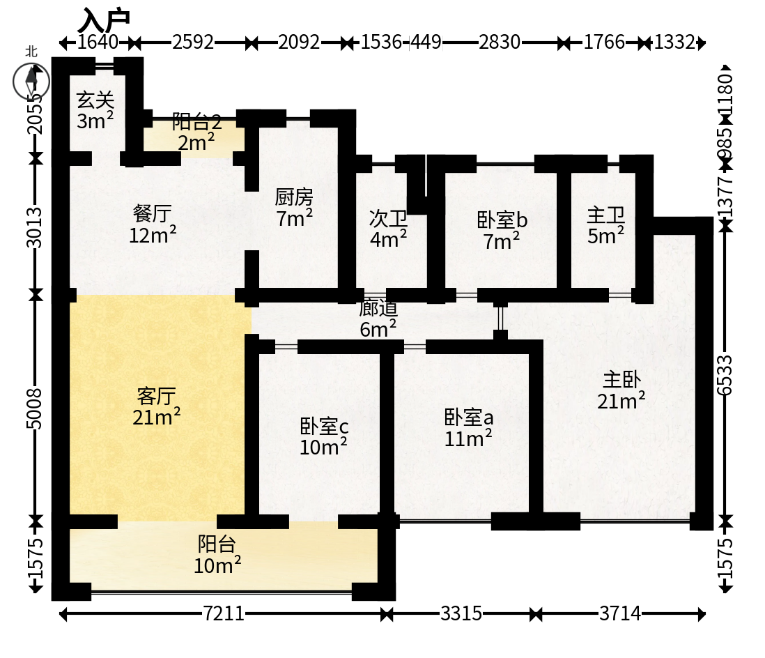 中海麓山境北区  4室2厅2卫   180.00万户型图