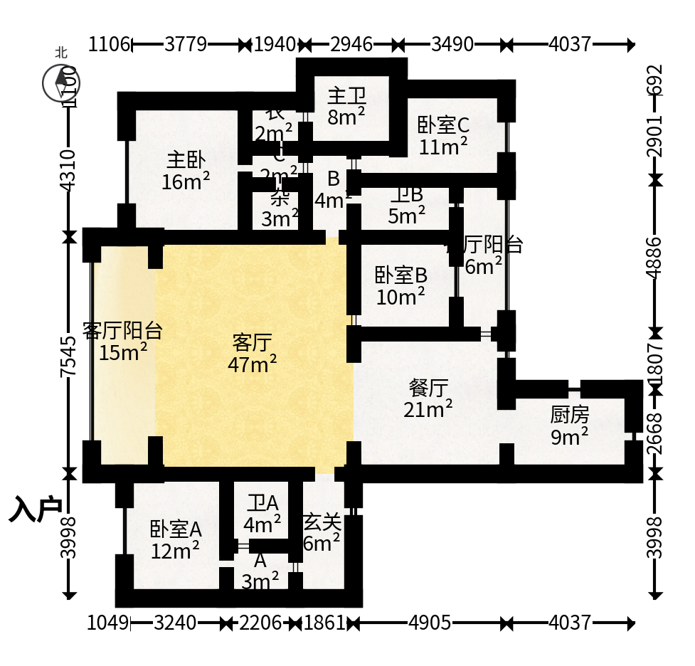 滨江府1913  4室2厅3卫   595.00万户型图