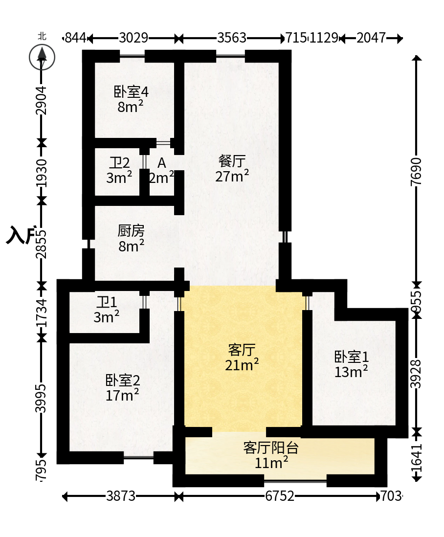 长沙润府  4室2厅2卫   183.00万户型图