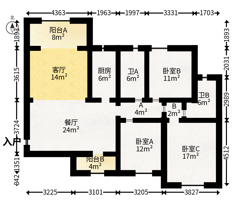 恒大雅苑  3室2厅2卫   115.00万户型图