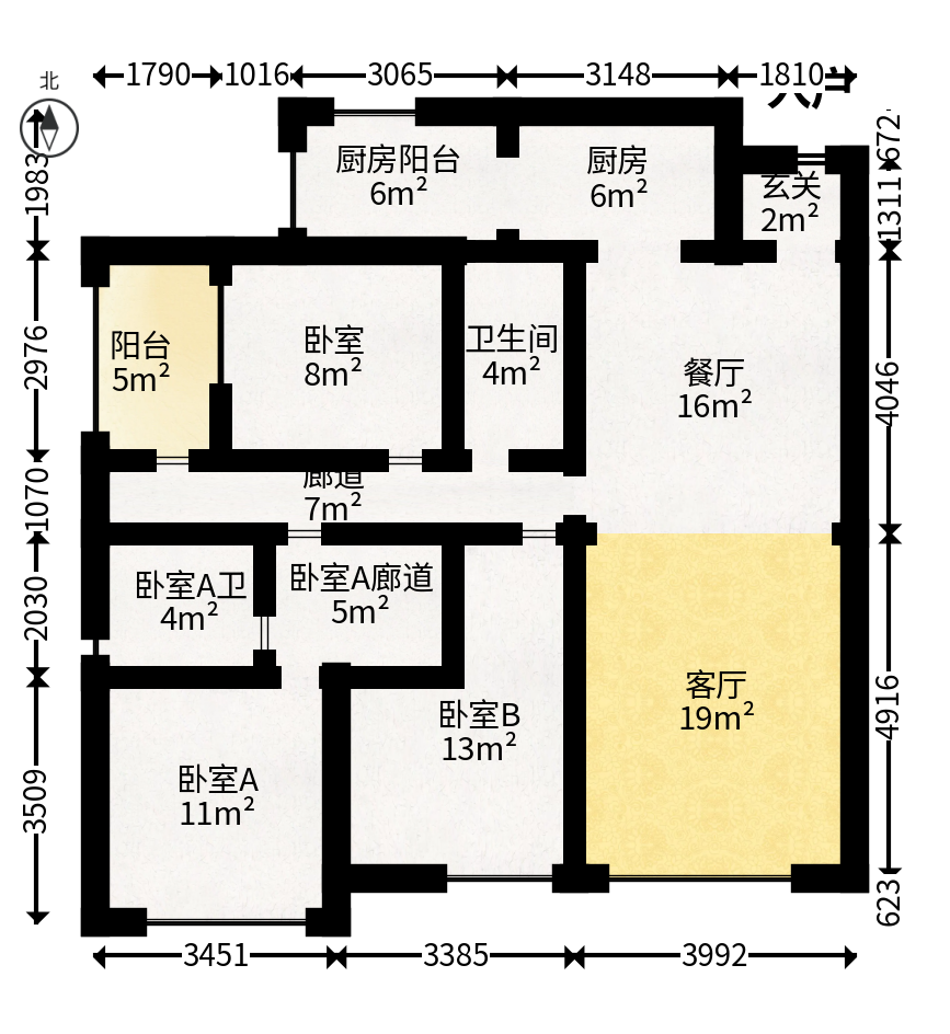 兰亭湾畔  3室2厅2卫   166.00万户型图