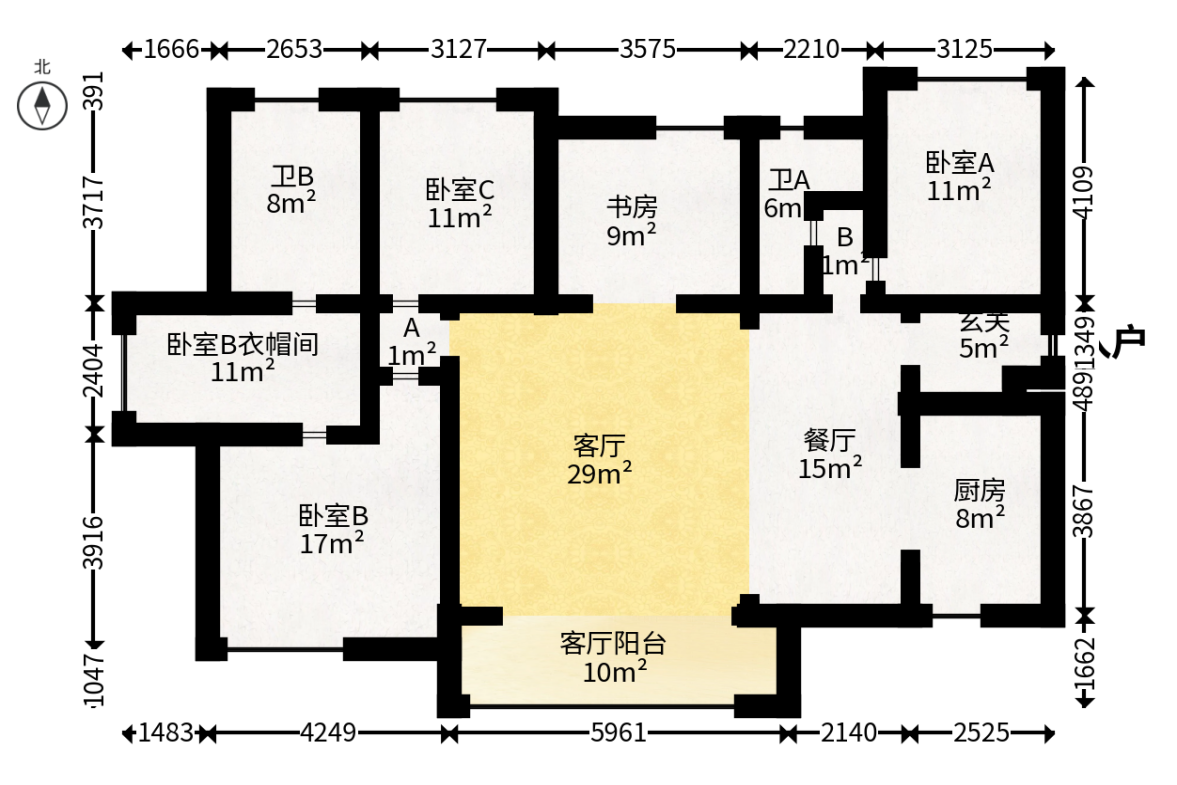 万科里金域滨江  4室2厅2卫   398.00万户型图