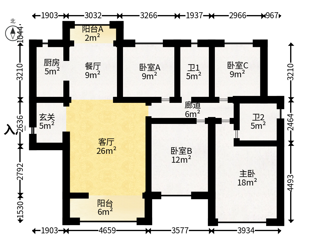 江山帝景哈佛  4室2厅2卫   146.00万户型图