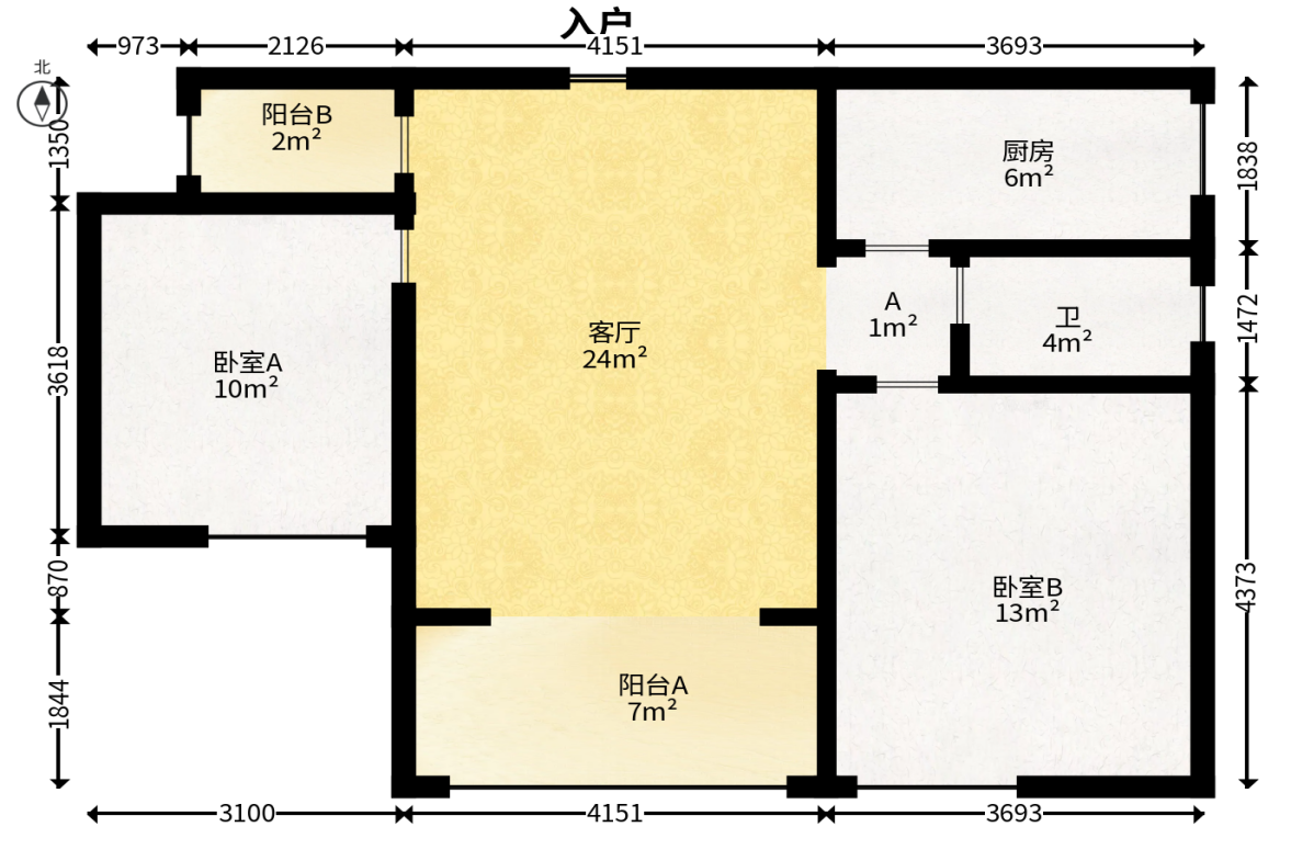 庄园心伽泊  2室2厅1卫   72.00万户型图