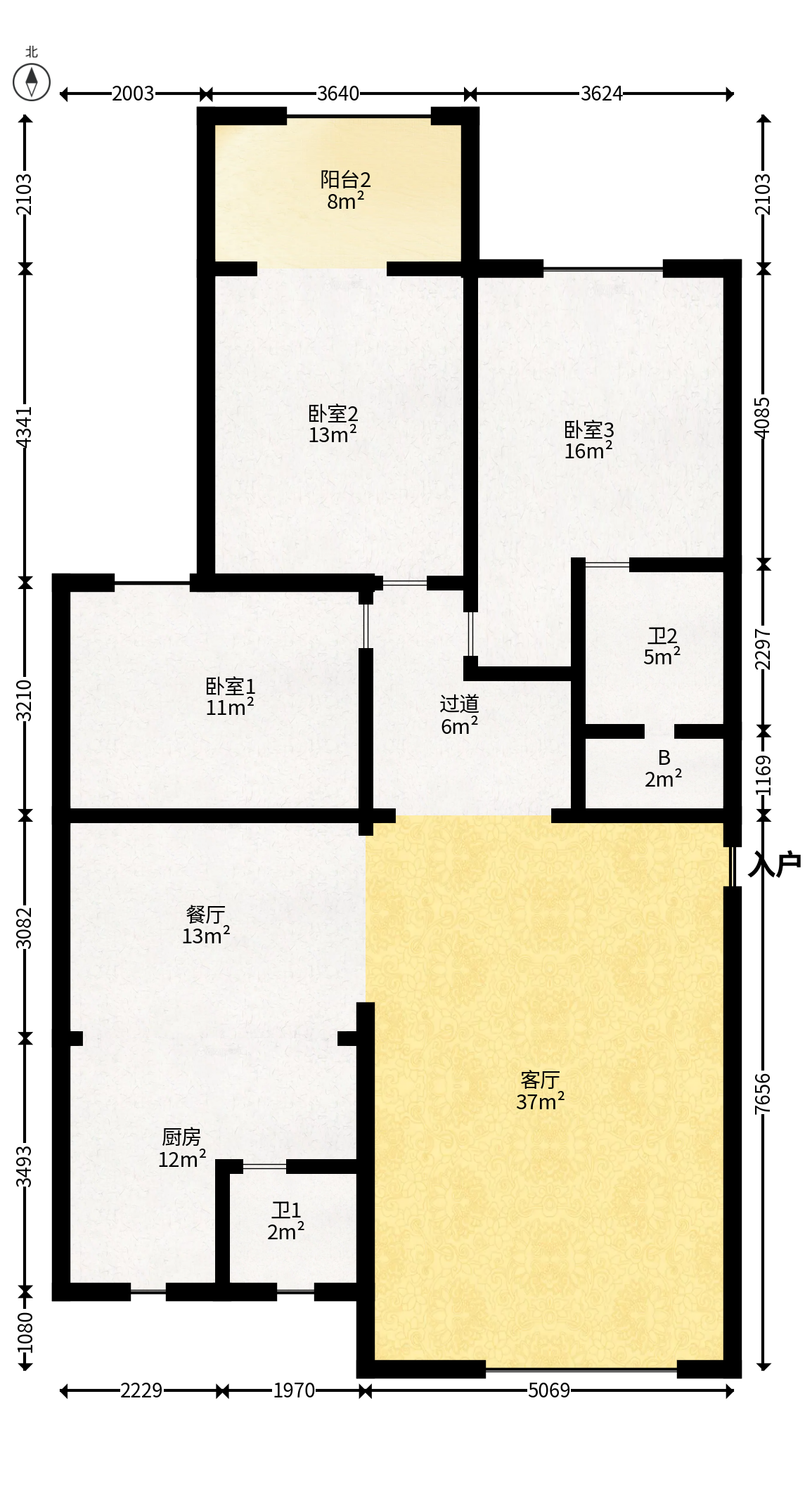 鑫天鑫城  3室2厅2卫   91.80万户型图