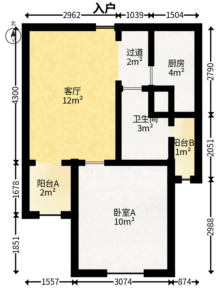 白沙晶城  1室1厅1卫   43.00万户型图