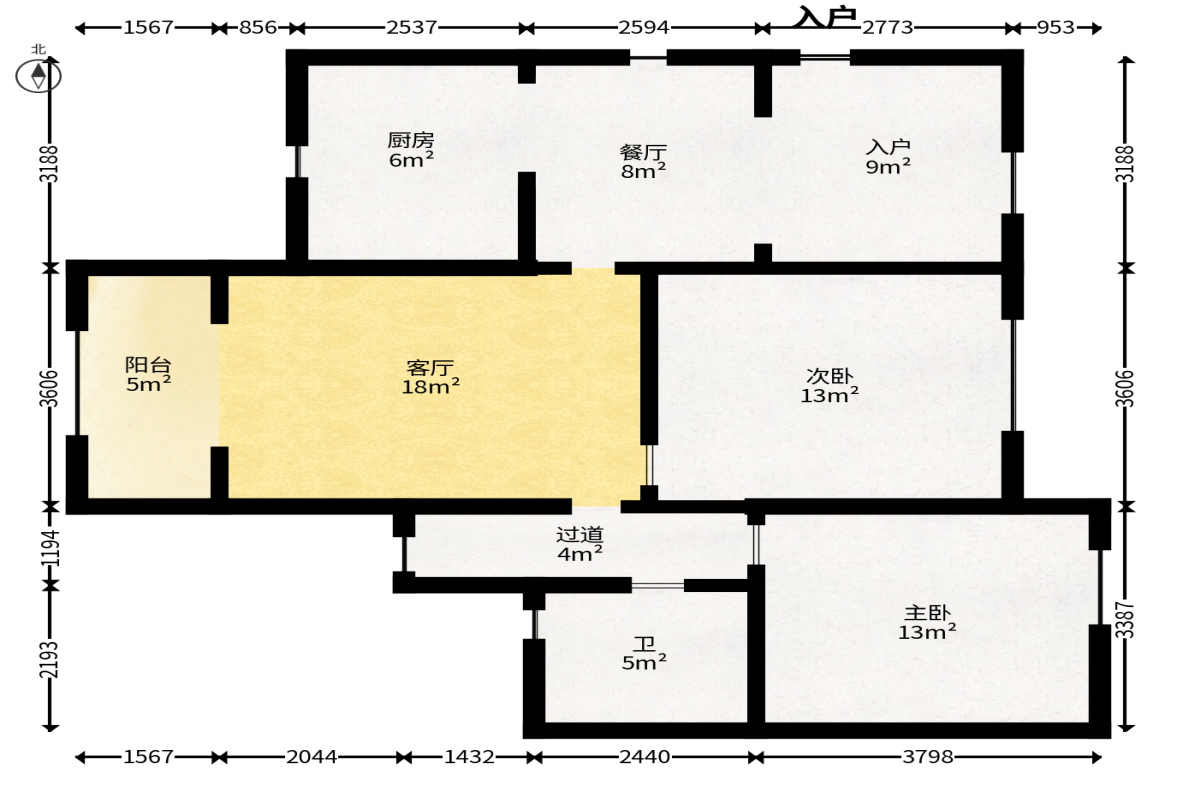 湘江世纪城临江苑  3室2厅2卫   145.00万户型图