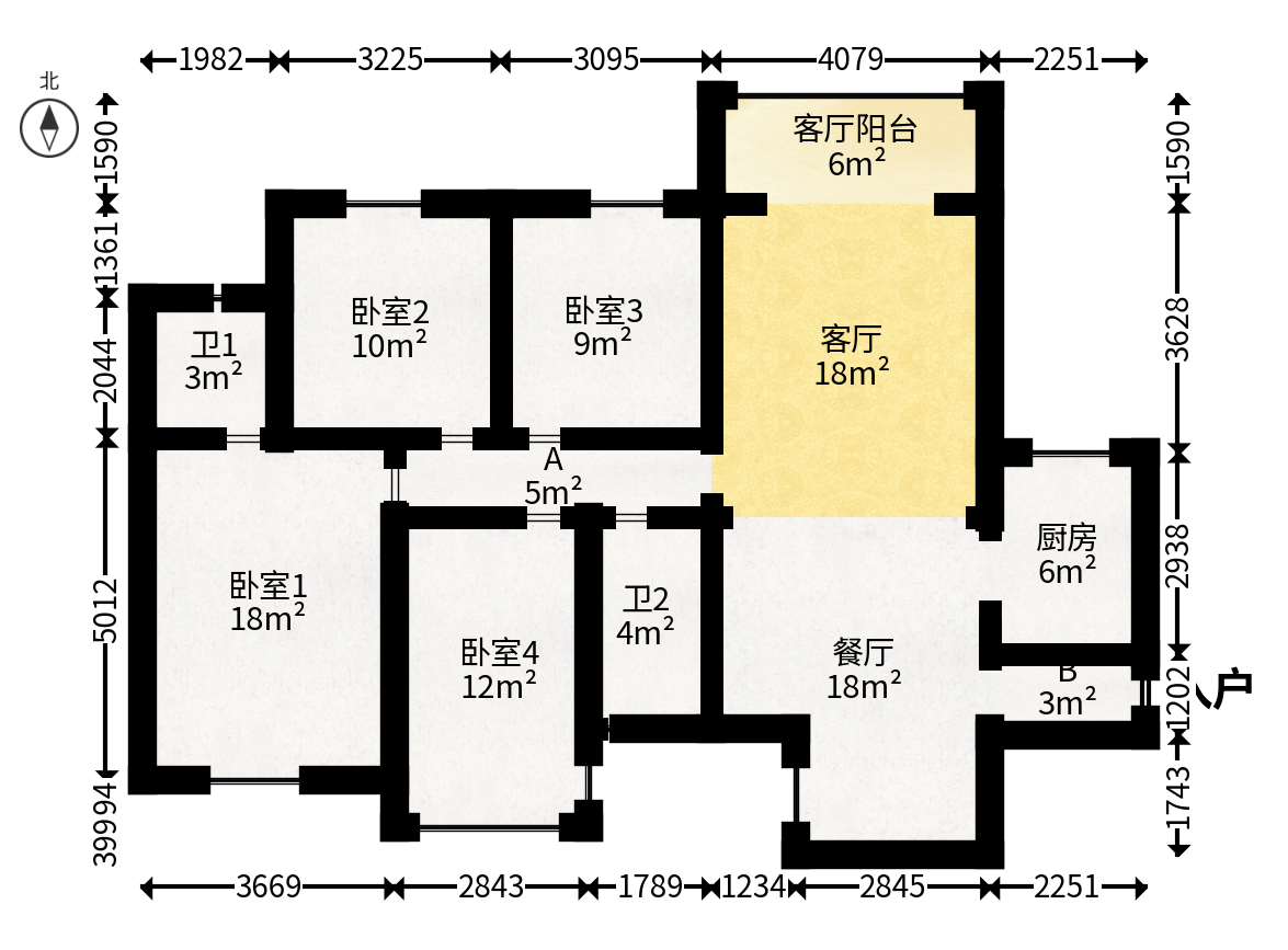 新新花园  4室2厅2卫   122.00万户型图
