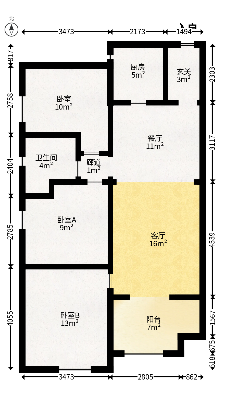 万科白鹭郡  3室2厅1卫   105.00万户型图