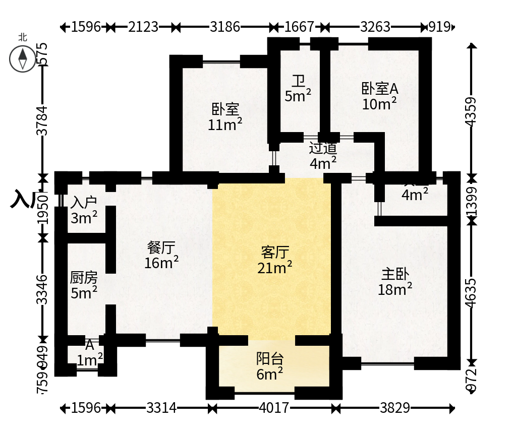华润凤凰城三期  3室2厅2卫   92.00万户型图
