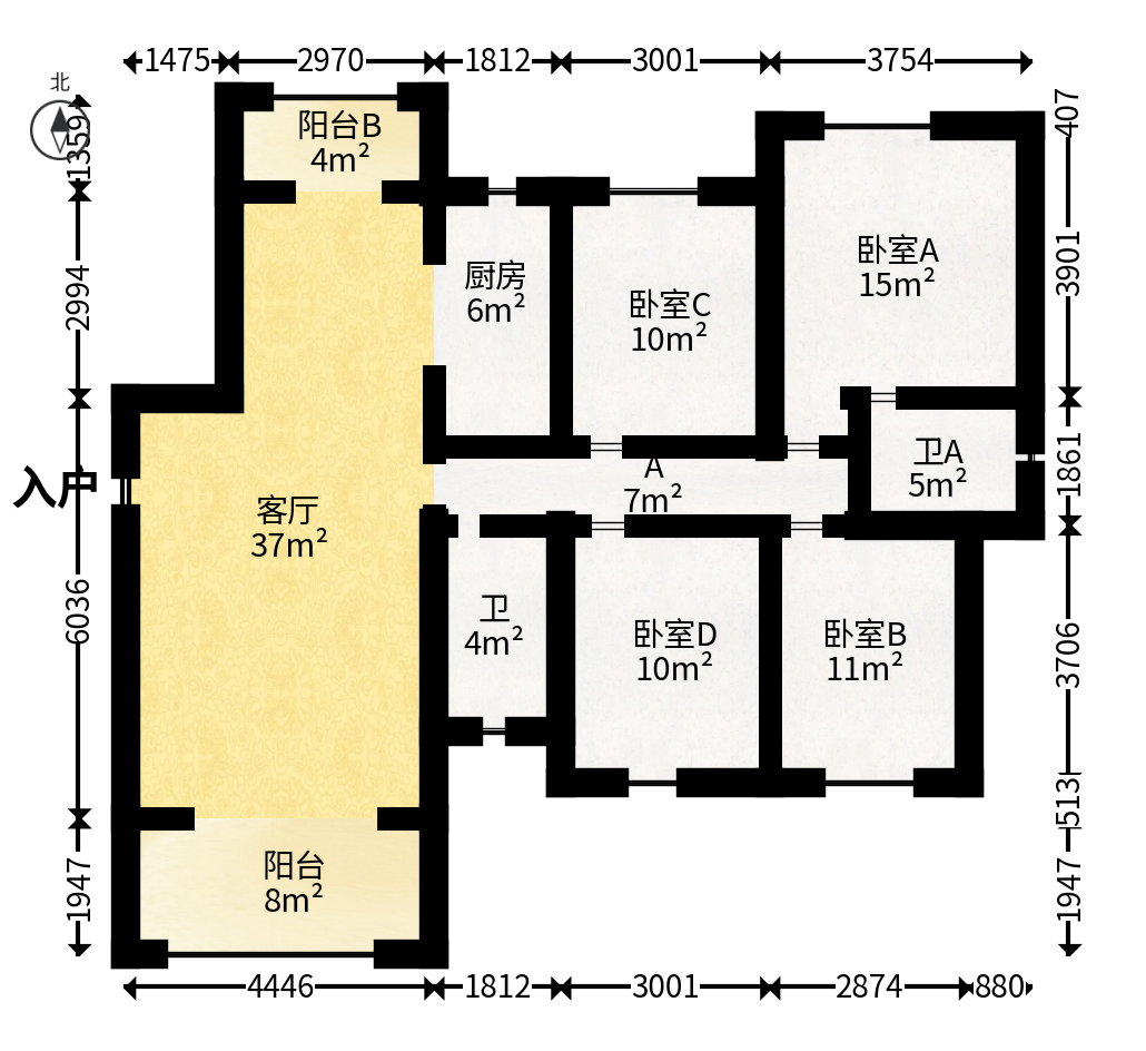 佳兆业云顶梅溪湖（佳兆业梅溪荟）  4室1厅2卫   298.00万户型图