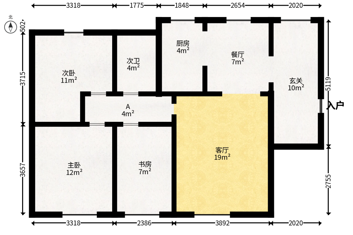 山语城二期  3室1厅1卫   80.00万户型图