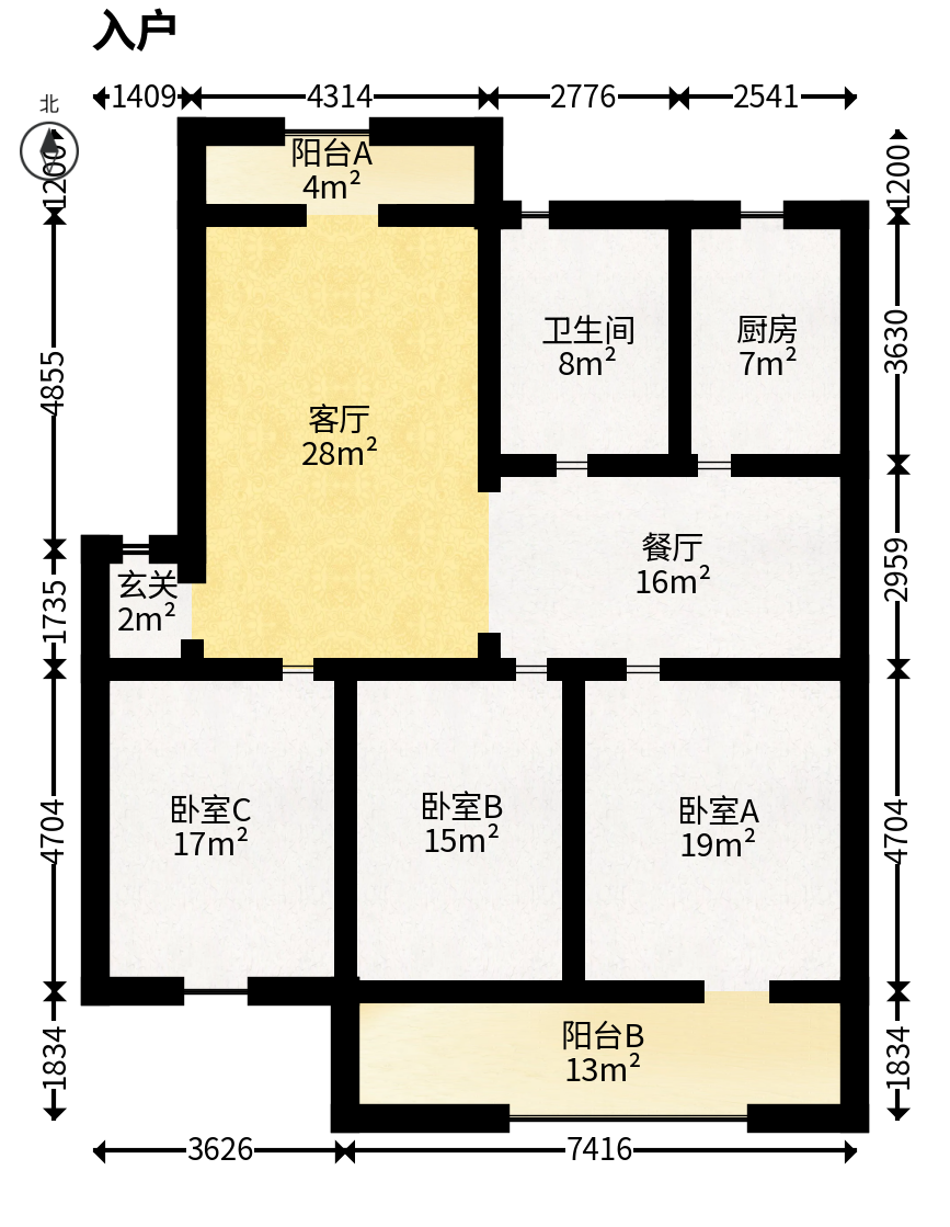 省地税局  3室2厅1卫   110.00万户型图