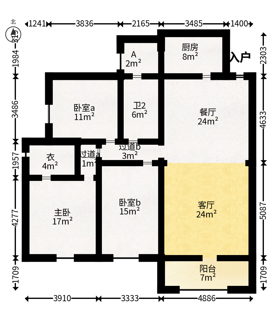 双龙警苑  3室2厅2卫    67.99万户型图