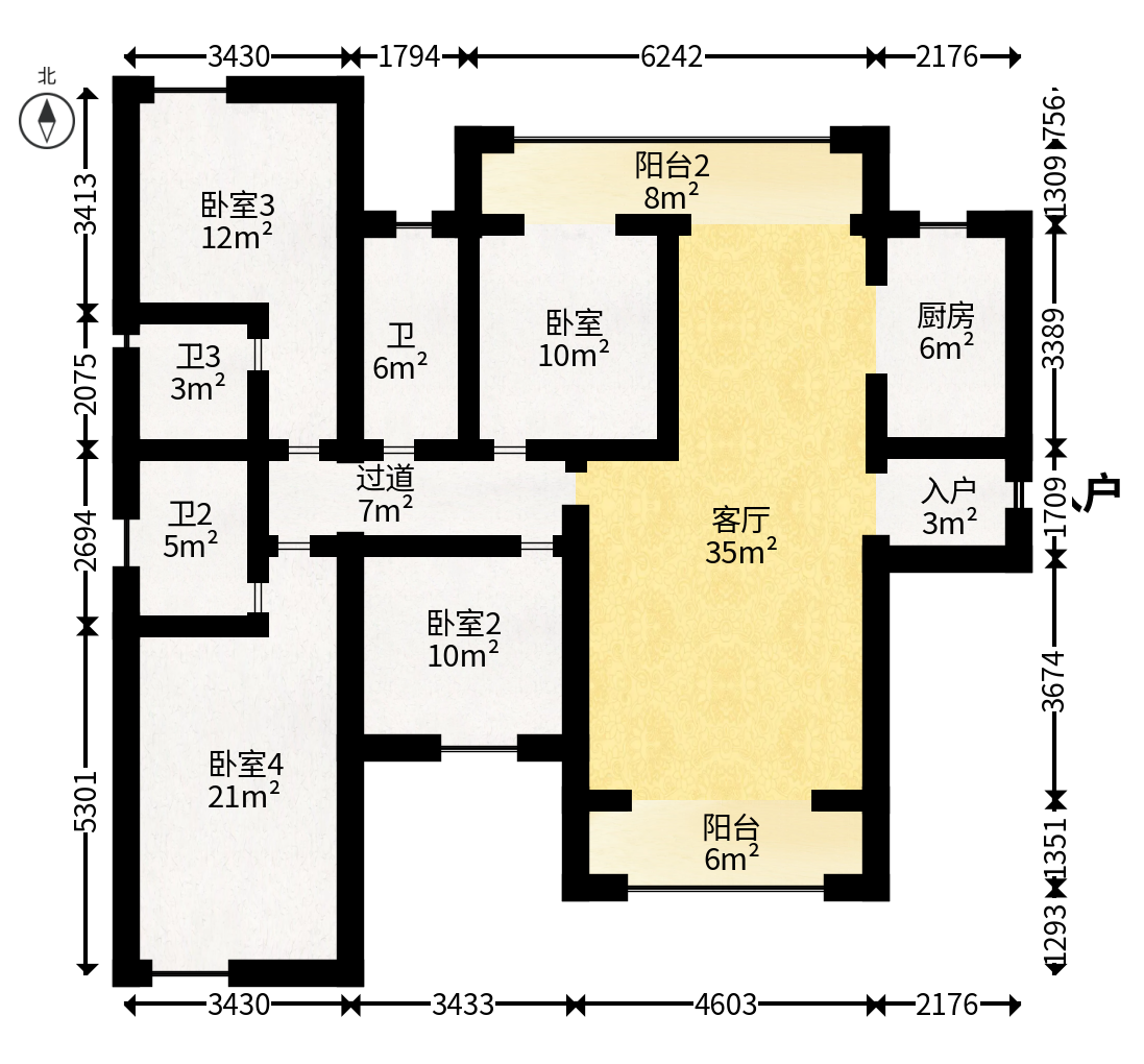 通号岭绣苑  4室2厅2卫   126.00万户型图