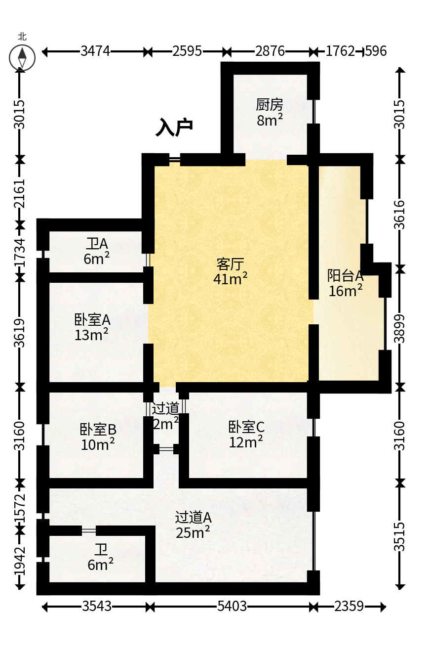 保利城（中航城国际社区、郡原美村）  1室0厅0卫   143.00万户型图