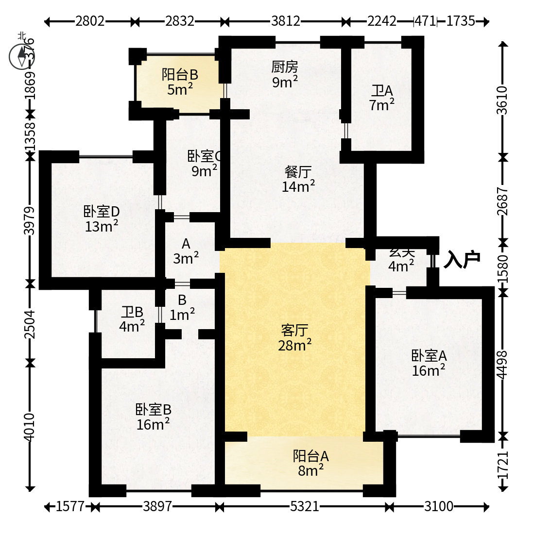 科大佳园北苑  4室2厅2卫   170.00万户型图