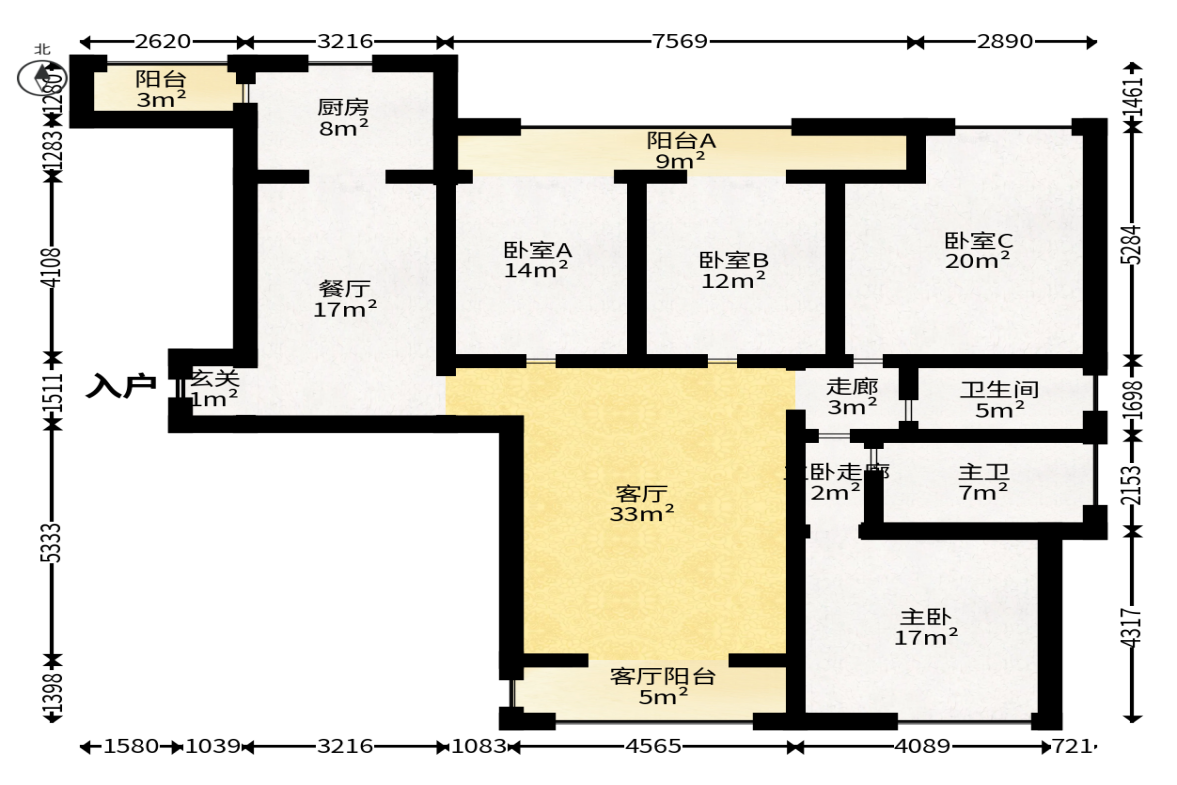 大唐印象一期云海湾  4室2厅2卫   170.00万户型图