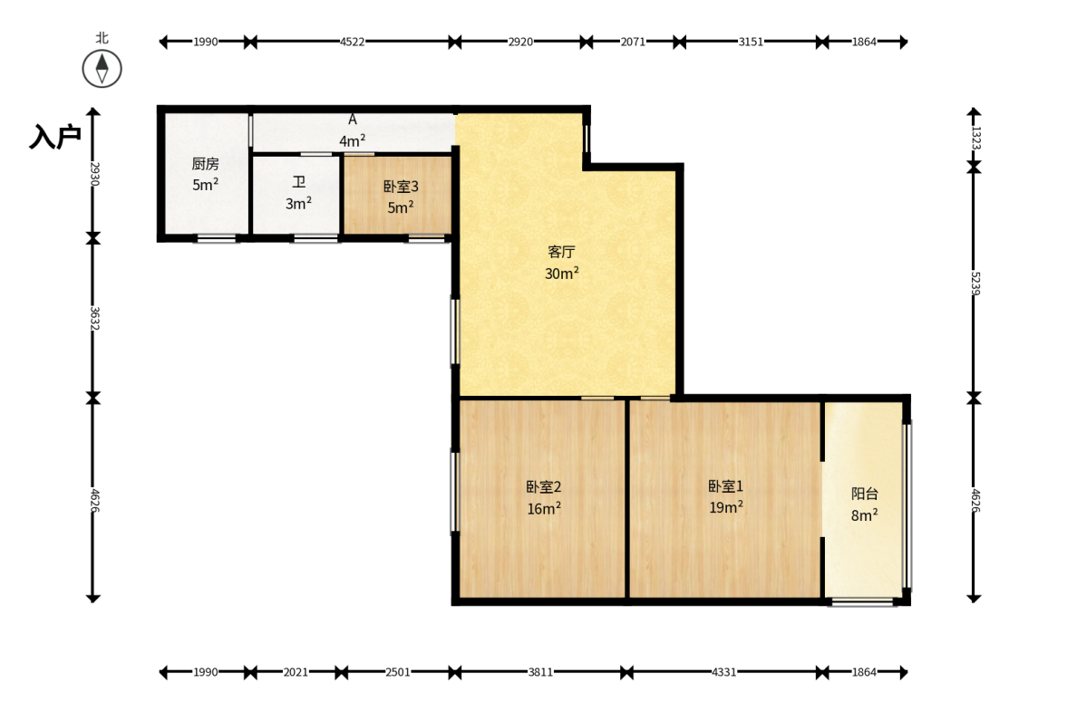 东塘电信宿舍  3室2厅1卫    75.0万户型图