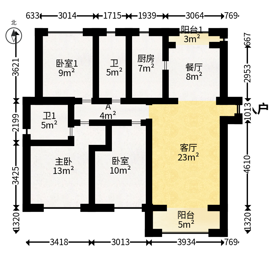 星城春晓  3室2厅2卫   92.80万户型图