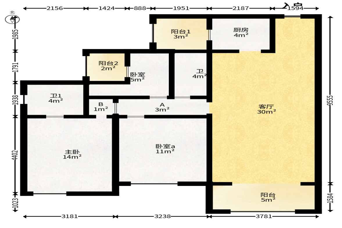 保利香槟国际  3室2厅2卫   78.00万户型图