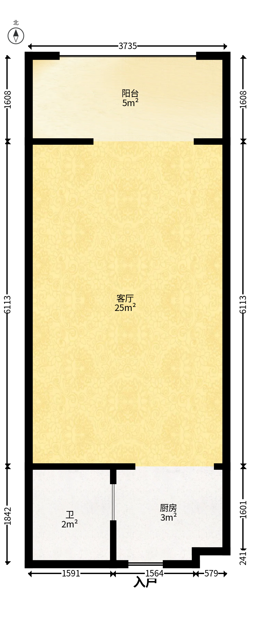 七彩丽都  1室1厅1卫   39.80万户型图