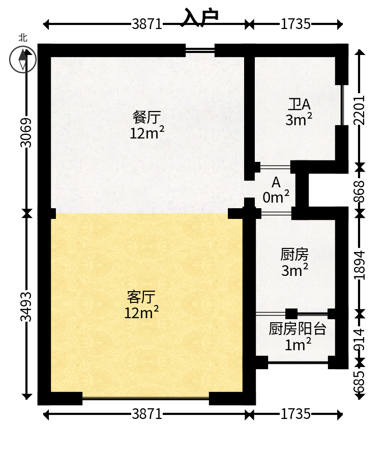 旭辉藏郡（藏郡、旭湘华府)  1室0厅1卫   39.00万户型图