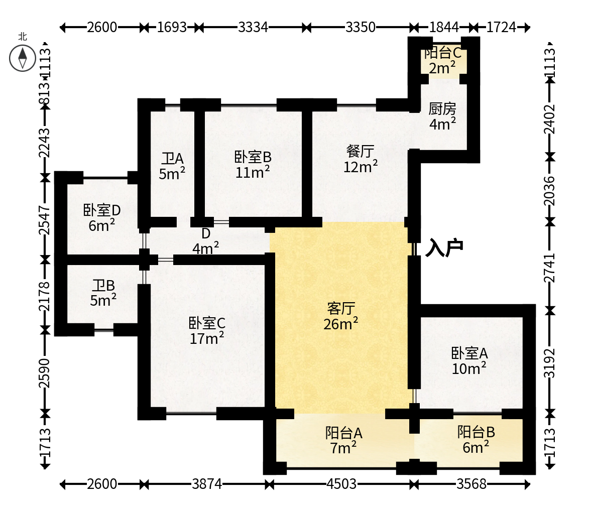 五矿万境园  4室2厅2卫   178.00万户型图