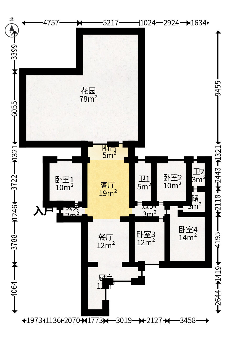 金富星悦汇  4室2厅2卫   128.00万户型图