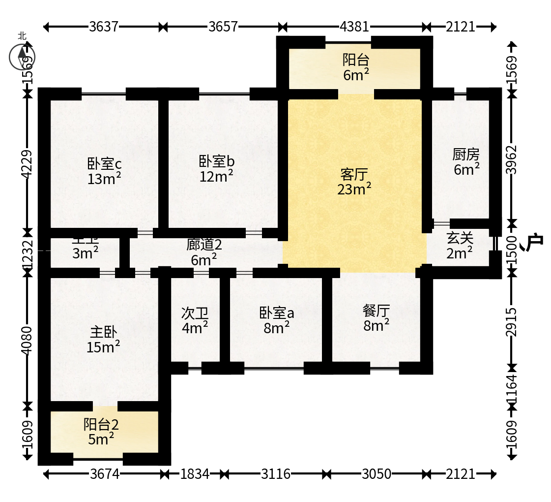 润芳园  4室2厅2卫   120.00万户型图
