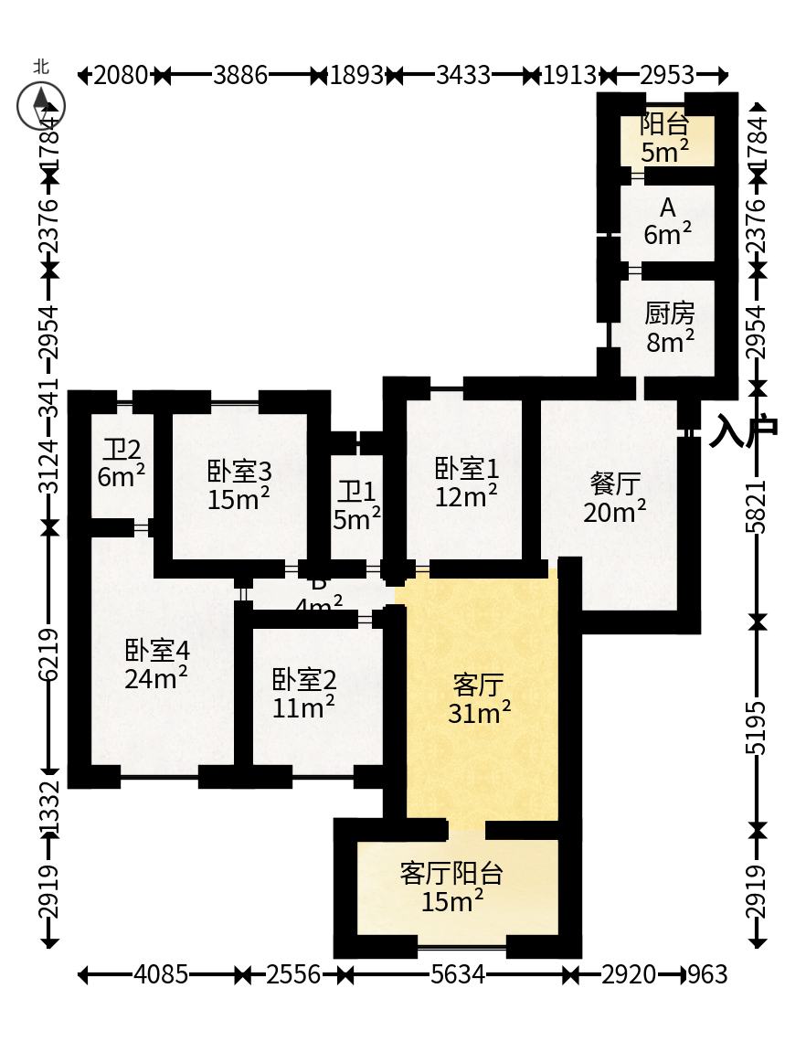 鑫远御文台一期  4室2厅2卫   234.00万户型图