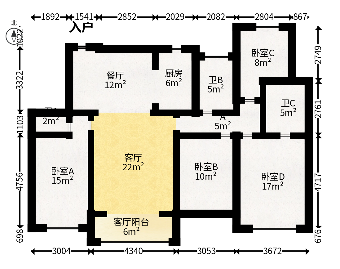 正荣滨江紫阙台  4室2厅2卫   280.00万户型图