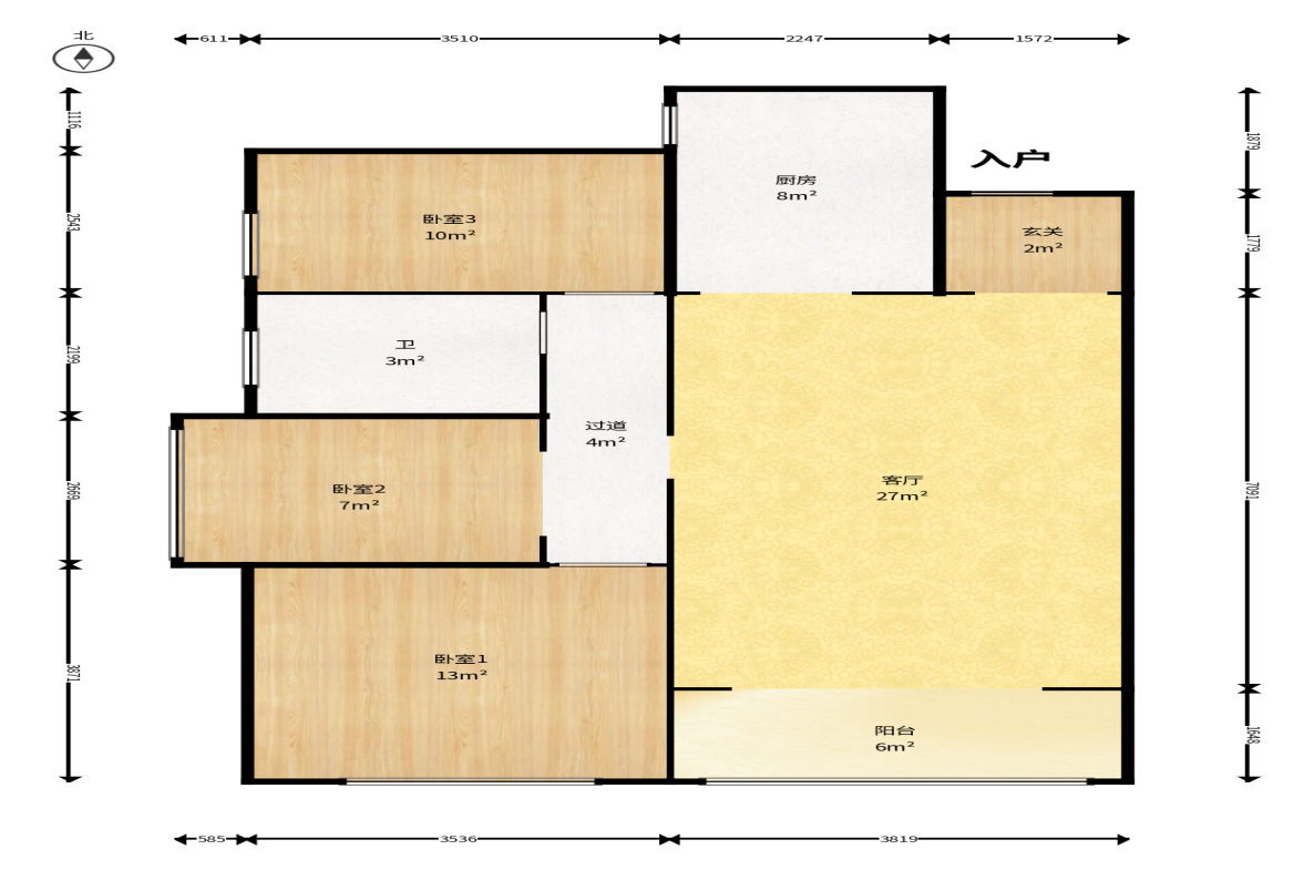 名家翡翠花园 3室1厅1卫 66.0万 名家翡翠花园 3室1厅1卫 66.0万户型图