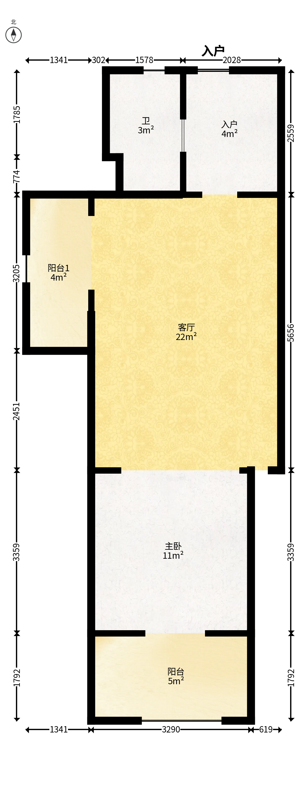 天心华庭  1室1厅1卫   62.00万户型图