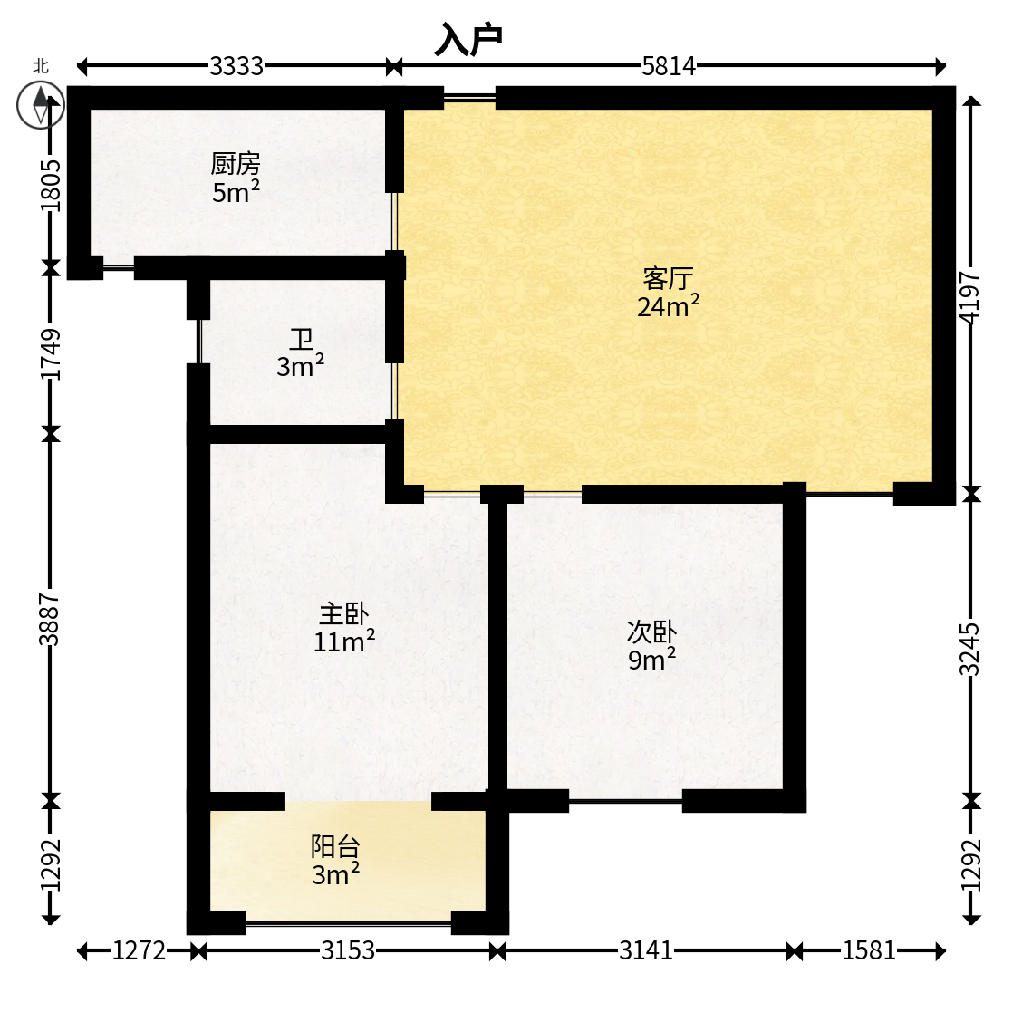彩都公寓  2室1厅1卫   39.60万户型图