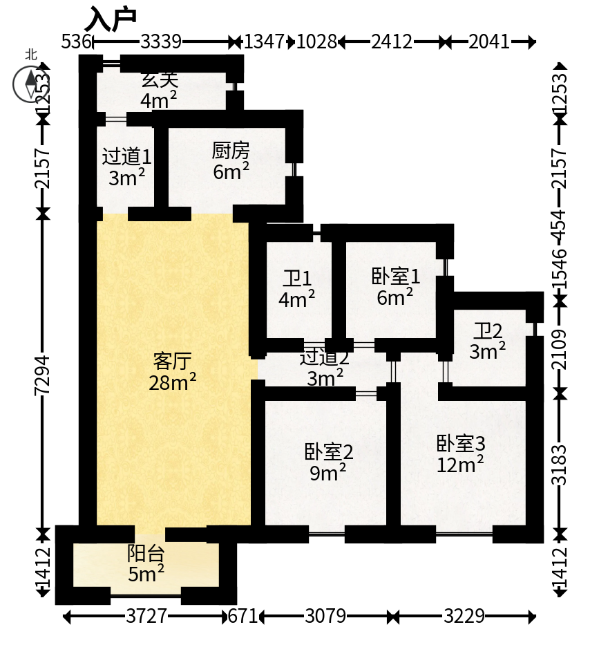 时代倾城.时代遇见  3室2厅2卫   98.00万户型图